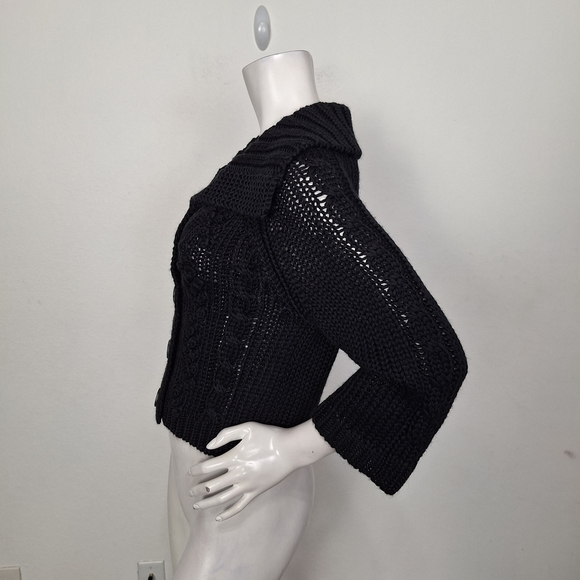 Express NEW Black Wool Blend Preppy Romantic Whimsigoth Knit Cardigan Sweater *M - Picture 8 of 12